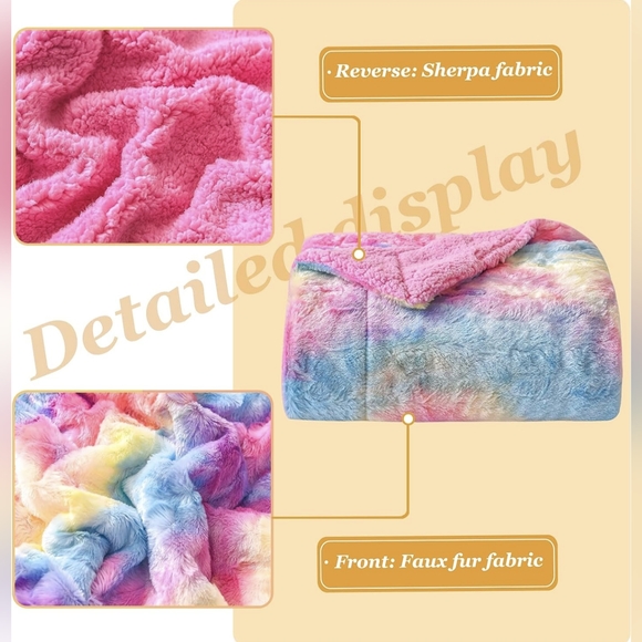 Rainbow Tie Dye Luxe plush blanket - BNIB - Picture 2 of 3